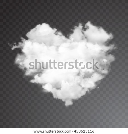 Realistic vector cloud heart. Transparent background. 