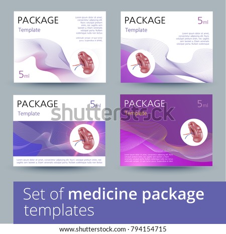 Set of Medicine package template design variations with realistic human spleen.