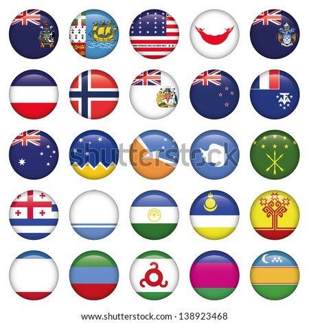 Antarctic and Russian Flags Round Buttons