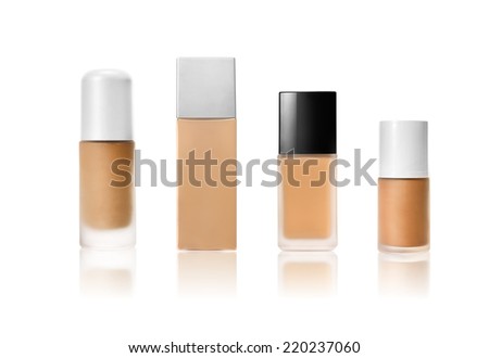 Liquid foundation containers isolated on white
