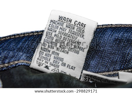 Wash care cloth tag