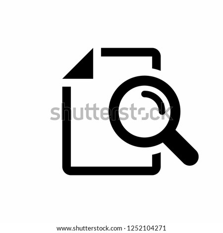 Document search vector icon, search file symbol.