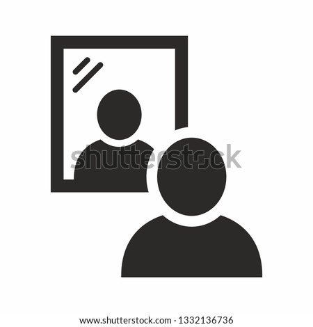 Mirror icon. Man standing in front of a mirror. Vector icon isolated on white background.