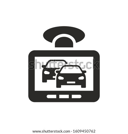 Car dash cam icon, DVR. Vector icon isolated on white background.