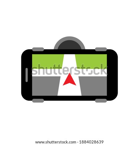 Car SAT NAV, GPS navigation icon. Mobile phone. Car phone holder. Vector icon isolated on white background. Stok fotoğraf © 