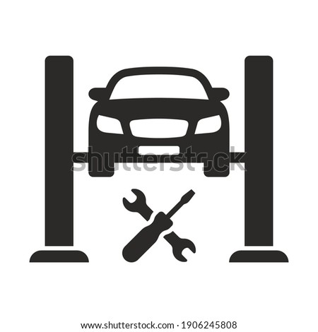 Car lift icon. Car service. Garage. Vector icon isolated on white background.