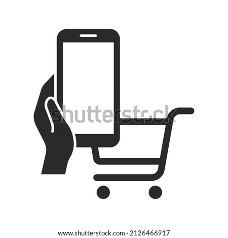 Online shopping icon. Shopping list. Supermarket trolley. Add to basket. Vector icon isolated on white background.