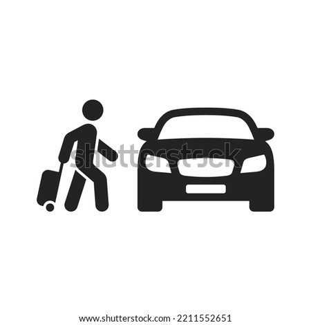 Taxi icon. Customer pick up. Travelling by car. Road trip. Vector icon isolated on white background.