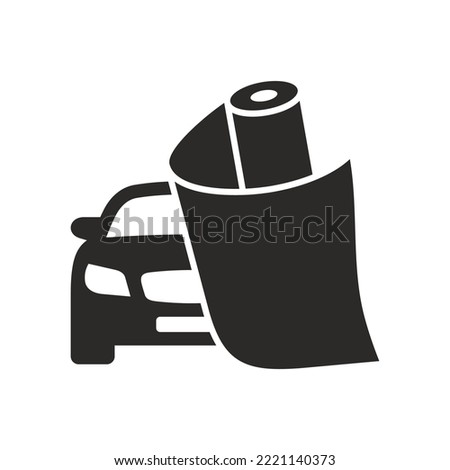 Car wrapping icon. Paint Protection Film, PPF. Vinyl wrap. Vector icon isolated on white background. 