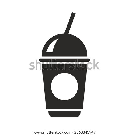 Cold drink icon. Milkshake, smoothie, slush, iced coffee or bubble tea. Plastic cup with dome lid.