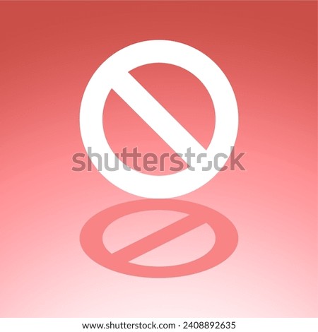 No symbol. Prohibition sign. Ban icon. Forbidden sign. Vector icon isolated on red background.