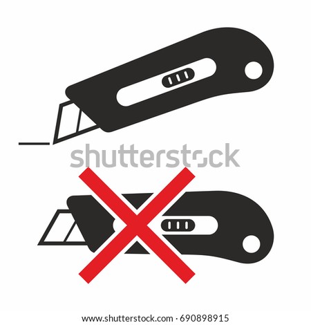 Cutter knife icon set Stockfoto © 