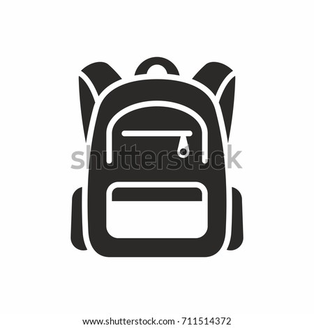Backpack icon. School bag. Vector icon isolated on white background.