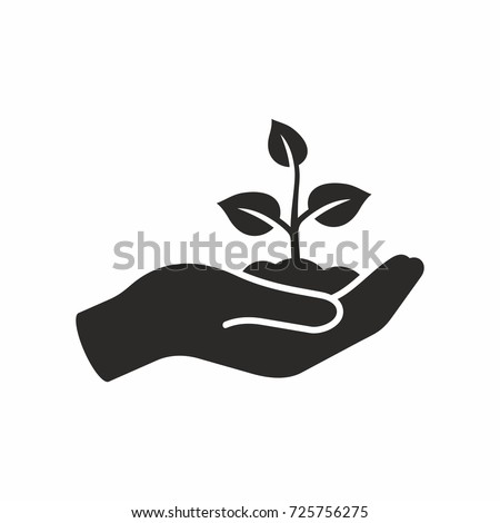 Plant in hand. Vector icon.