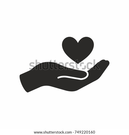 Heart in hand icon