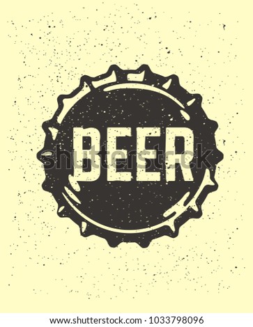 Craft beer text emblem on bottle cap. Vector
