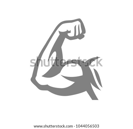 Biceps muscle arm logo, gray vector illustration