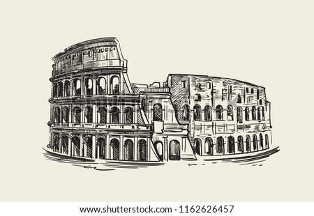 Colosseum in Rome Italy. Vector hand drawn sketch