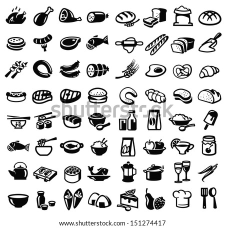 Vector Black Food Icon Set On White - 151274417 : Shutterstock