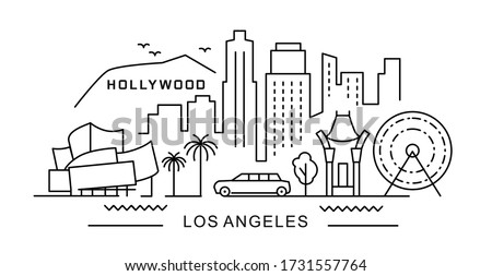 city of Los Angeles in outline style on white 