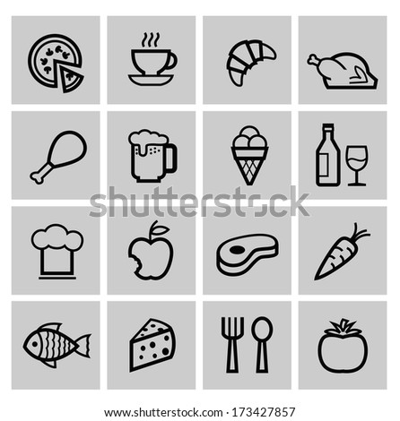 Food Icons Stock Vector Illustration 173427857 : Shutterstock