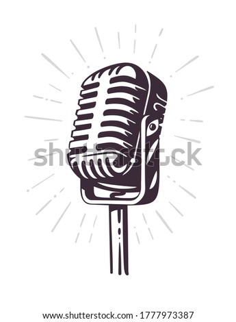retro microphone with ray sketch style
