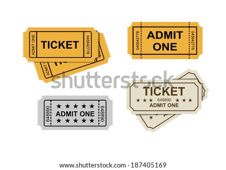 vector admit one tickets icons on white