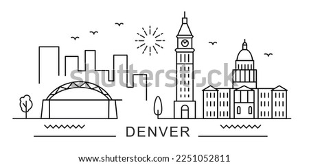 Denver City Line View. Poster print minimal design.