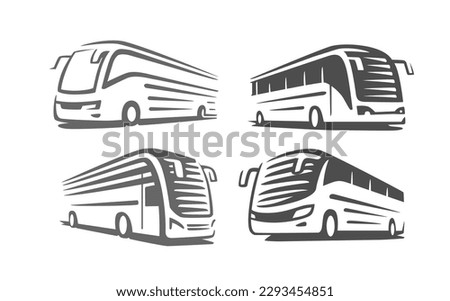 Travel bus logo line template.