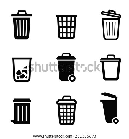 vector black trash can icon on white background