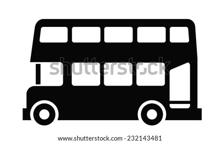 vector black London bus icon on white background