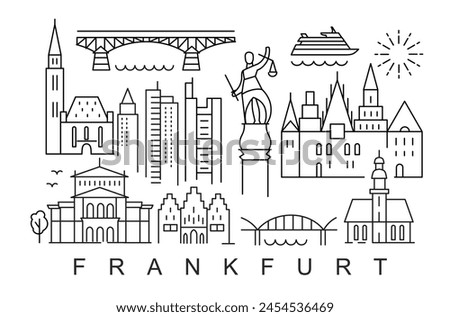 city of Frankfurt in outline style on white