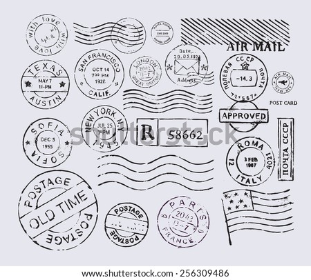 Vector retro postage stamp on gray background 商業照片 © 