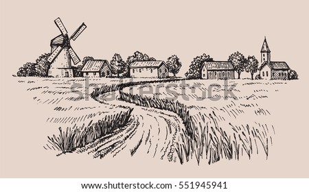 Hand drawn doodle illustration of a country