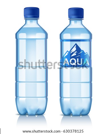vector plastic bottle with water on white