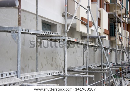 Scaffolding on a new apartment construction site