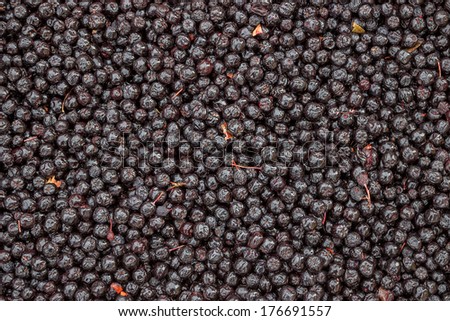 dried chokeberry grain background. The source of the vitamins is huge.
