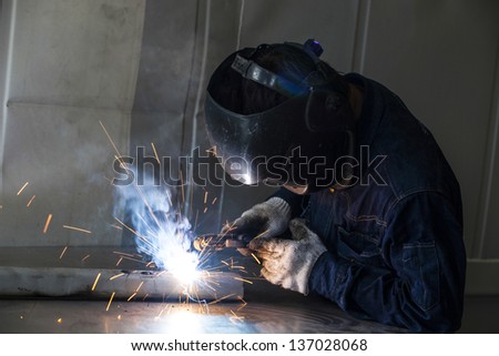 Which is the labor force welder welding machine welding.