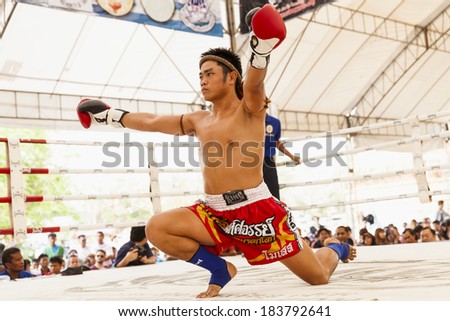 AYUTTHAYA, THAILAND- MARCH 17 : Women Thai boxing match between  Moces (Thai) VS Tobe (Sweden) at World Muay Thai Fight Fastival on March 17, 2013 in Ayutthaya, Thailand.