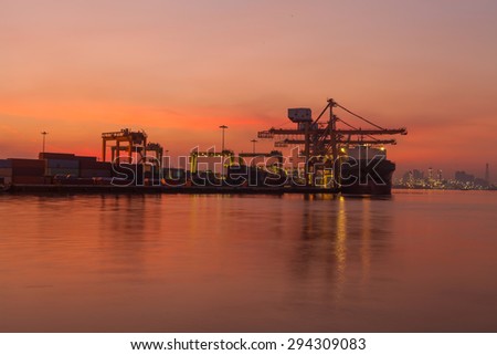 Sea shipping port in the country Thailand in the morning.