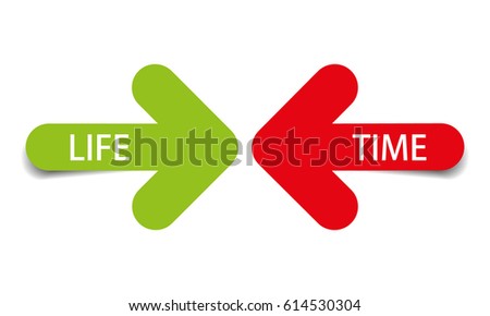 Life and Time, color arrows with shadow on white background