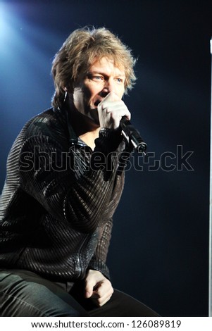 NEW YORK - FEB 23: Jon Bon Jovi performs at Madison Square Garden on Feb 23, 2011 in New York City.