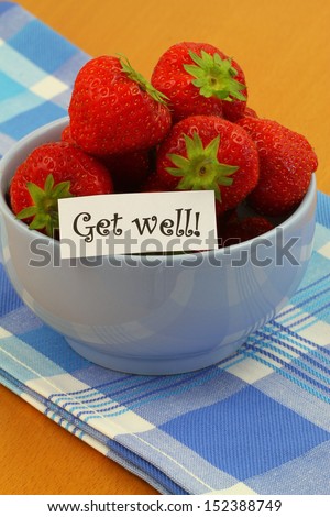 Get well card with bowl of strawberries