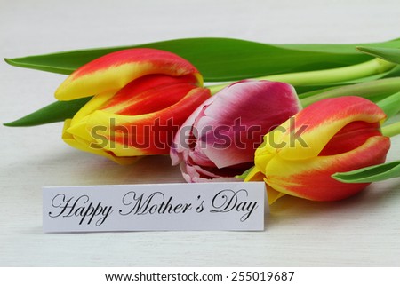 Happy Mother\'s day card with colorful tulips