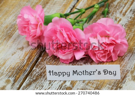 Happy Mother\'s day card with pink carnations