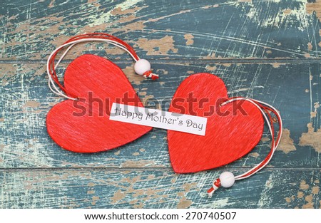 Happy Mother\'s day card with two red hearts