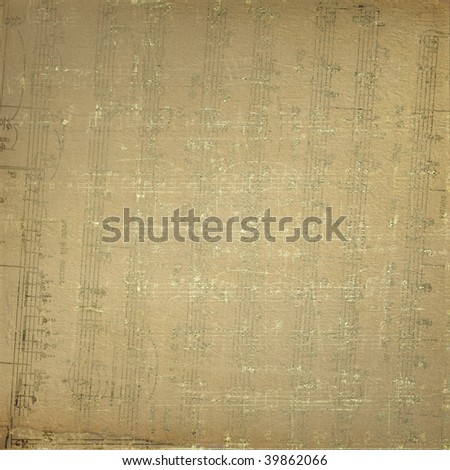 Grunge musical background with gold notes for design