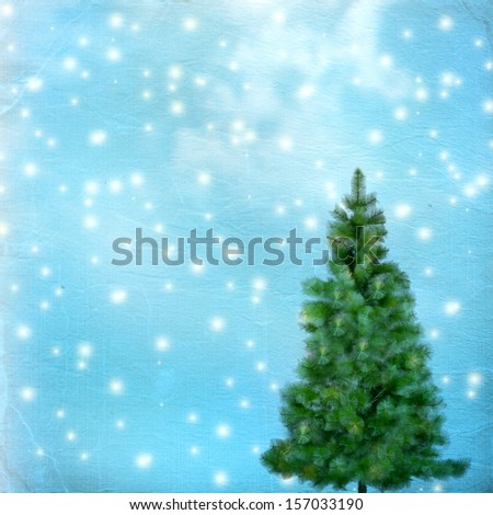 Christmas Tree On Abstract Green Vintage Background Stock Photo 157033190 : Shutterstock