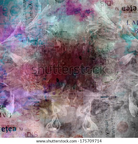 Grunge abstract background with old torn posters with blur text