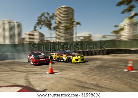 LONG BEACH, CA - APRIL 11 : Tanner Foust in drifting action for grand prize during 2009 Formula Drift April 11, 2009 in Long Beach.